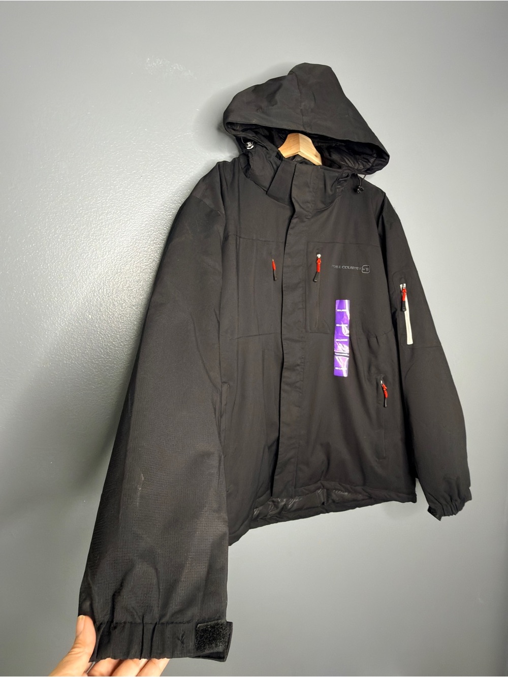 Free Country Black Ski & Snowboard Hooded Winter Ski Jacket Mens XXL